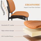 REONEY Dining Chairs Set of 2, Mid-Century Modern Upholstered PU Leather Chairs - Image 6