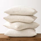 MIULEE Beige Throw Pillow Covers 16x16 Inch Set of 4 Boho Patchwork Cushion - Image 6