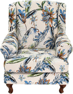 HAOYONG Wing Chair Slipcovers Stretch Wingback Chair Covers Printed 2 Pieces by HAOYONG