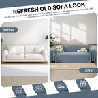 DREAMINGO Modern Minimalism Couch Cover Pets Loveseat Protector Greyish Blue - Image 4