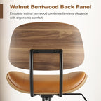 Armless Office Chair with Wheels, PU Leather Adjustable Height Desk Chair - Image 5