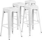 Flash Furniture Lily 4 Pack Commercial Grade 30" High Backless White Metal by FlashFurniture