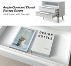 HULALA HOME End Table with Charging Station, Mid-Century Modern 2 Drawer and - Image 3