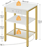 HOOBRO Side Table with Charging Station and USB Port, Small End Table - Image 3