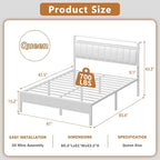Furnulem White Queen Bed Frame - Image 2