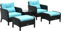 Outsunny 5 Pieces Rattan Wicker Lounge Chair Outdoor Patio Conversation Set by Outsunny