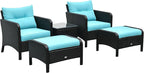 Outsunny 5 Pieces Rattan Wicker Lounge Chair Outdoor Patio Conversation Set by Outsunny