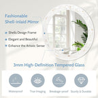 Tanmicoshomy 36 Inch Large Round Mirror, Natural Shell Inlay Framed Large - Image 2