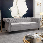 Chesterfield 3 Seater Sofa, Modern Velvet Tufted Couch 3 Seater - Image 4