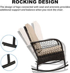 LEVELEVE 3 pcs Rocking Bistro Set Conversation Chairs PE Wicker Outdoor Rocking - Image 4