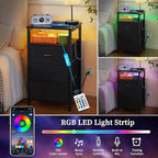Yoobure Night Stand with Charging Station, 16 Colors LED Nightstand with USB - Image 4