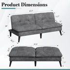 Shintenchi Futon Sofa Bed, Foldable Small Velvet Couch Bed - Image 2