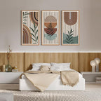 IARTTOP Framed Boho Mid-century Modern Wood Wall Art 16x32 Inch Large Bohemian - Image 3