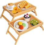 Artmeer Bed Tray Table with Folding Legs, Bamboo Breakfast in Bed by Artmeer