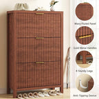 YOMILUVE Shoe Cabinet Storage for Entryway, Fluted Shoe Cabinet - Image 6