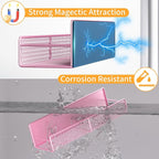 Magnetic Spice Rack for Refrigerator, 2 Pack Metal Magnetic Shelf Pink - Image 3