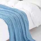 BOURINA Blue Throw Blanket 50 x90 Inches Throw Textured Solid Soft Sofa Throw - Image 3