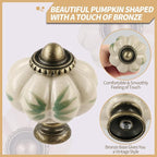 Ivory Pumpkin Knobs 12 Pack Ceramic Cabinet Knobs Vintage Drawer Pulls - Image 3