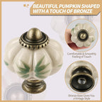Ivory Pumpkin Knobs 6 Pack Ceramic Cabinet Knobs Vintage Drawer Pulls - Image 3