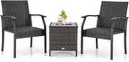 Tangkula 3 Pieces Patio Wicker Chair Set, Waterproof All Weather Resistant by TANGKULA