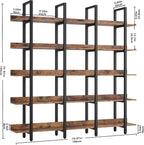 IRONCK Bookcase and Bookshelves Triple Wide 5 Tiers Large Open Shelves - Image 3