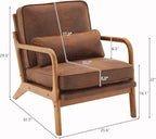 Bonnlo Microfiber Rustic Mid Century Modern Accent Chair, Soild Wood Padding - Image 2