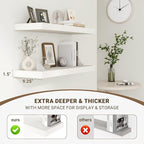 Acovy 16 Inch Floating Shelves, Wooden Shelves - Image 4