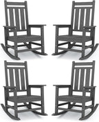 KINGYES Oversized Outdoor Rocking Chair Set of 4, All-Weather Patio Rocking by KINGYES