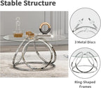 O&K FURNITURE Silver Coffee Table, Modern Glass Coffee Table Living Room Table - Image 6