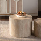 Round Wooden Nesting Coffee Table Set of 2, Circle Modern Accent End Side Table - Image 8