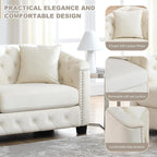 2 Piece Modern Chesterfield Velvet 77" 3-Seater Sofa Set, Upholstered Tufted - Image 4