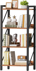 HOOBRO Bookshelf, 4-Tier Industrial Bookcase, Book Shelf Storage Organizer by HOOBRO