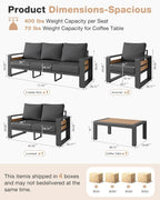 Aoxun Aluminum Patio Furniture Set, 5 Piece Luxury Outdoor Sectional - Image 7