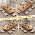200 cm Solid Wood Low Coffee Table in Japanese Style, Tatami Meditation Table - Image 4