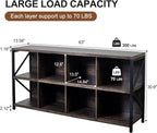8 Cube Storage Organizer Bookshelf, Industrial Horizontal Bookcase, Accent - Image 2
