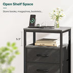 Huuger Nightstand with Charging Station, 27.6 Inch End Table Bedside Table with - Image 7