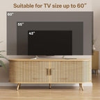 55 inch TV Stand with Power Outlet, Fluted Entertainment Center - Image 6
