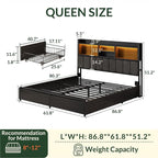 LARMACE Queen Bed Frame with 6 Storage Drawers, Bed Frame Queen Size with Linen - Image 2