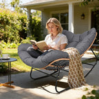 SUNCROWN Oversized Wicker Rocking Chair Indoor Outdoor, 450 LBS Heavy Duty - Image 2