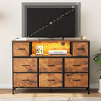 DUMOS TV Stand Dresser with 8 Fabric Drawers and Open Shelves, LED - Image 8
