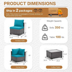 MOCHITO 7 Pieces Outdoor Patio Furniture Sets, All-Weather Sectional Sofa Dark - Image 5