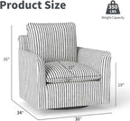 INZOY Swivel Accent Chair Set of 2, Upholstered Square Chair, Swivel Barrel - Image 2