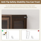 Display Cabinet with Acrylic Glass Doors, 3-Tiers Curio Cabinet with LED - Image 7