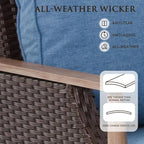 MELLCOM 7 Piece Patio Furniture Set Wicker Patio Conversation Set Rocking - Image 4