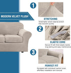 H.VERSAILTEX Modern Velvet Plush 4 Piece High Stretch Sofa Slipcover Furniture - Image 3