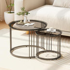 Garden 4 you Nesting Coffee Table, 23.6" Round Coffee Table Set of 2, Glass by Garden4you