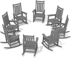 SERWALL HDPE Outdoor Rocking Chair Set of 8, Patio Rocking Chairs by SERWALL