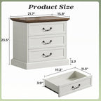 Huuger Nightstand with Charging Station, 3 Drawer Night Stand Set of 2 - Image 2
