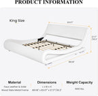 SHA CERLIN King Size Upholstered Bed Frame, Deluxe Low Profile Sleigh Bed - Image 2