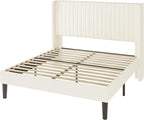 Allewie Full Size Velvet Bed Frame/Vertical Channel Tufted Wingback - Image 9